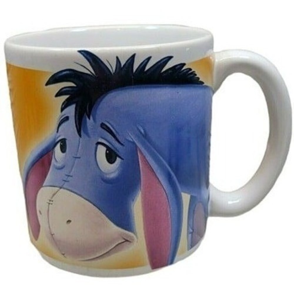 Disney Eeyore Coffee Mug Unisex Standard Yellow‎ Smile and Get It Over With